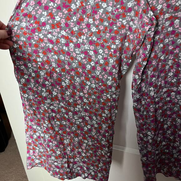 DKNY Women's Pink Ditsy Floral Stretch Wide Leg Pedal Pusher Pull On Pants M NEW - Picture 3 of 9